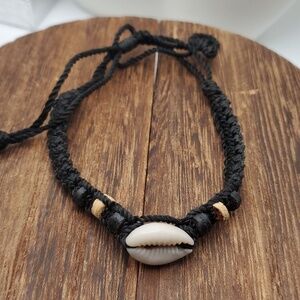 B2322 cowrie bohemian‎ shell bracelet paracord earthy beachy natural jewelry